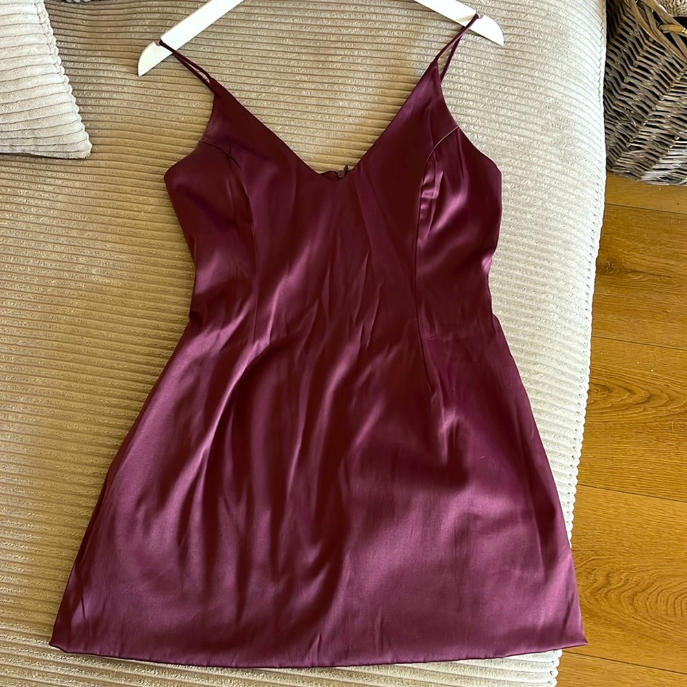 Purple chrome mini dress size small with pockets!